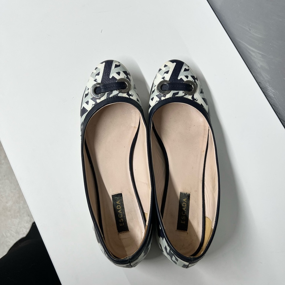 Escada Blue and White Women's Flats